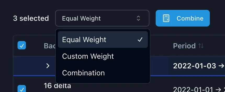 Portfolio combination controls