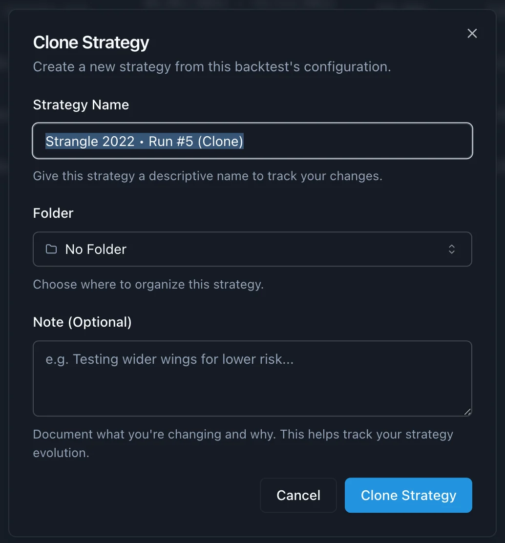 Clone dialog