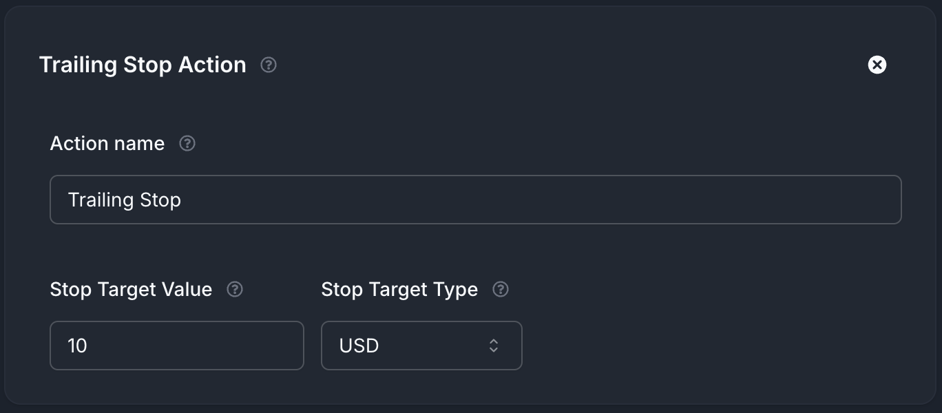 Trailing stop action